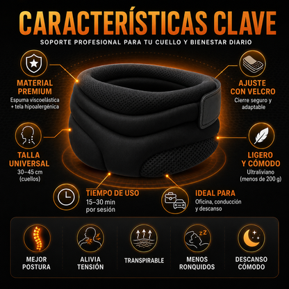 Collarín Cervical Ergonómico | Soporte para Dolor de Cuello y Ronquidos