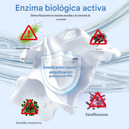 Polvo quitamanchas con enzimas biológicas
