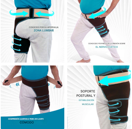 Faja de compresión para alivio de dolor ciático, muslo y zona lumbar