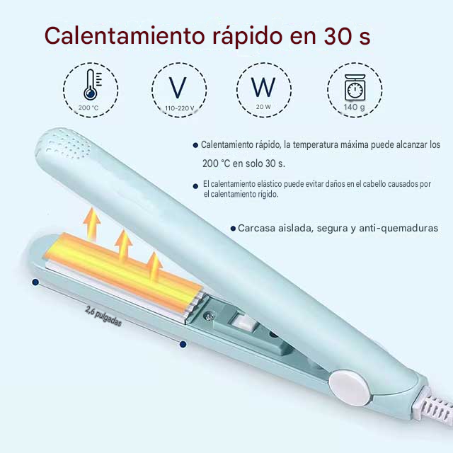 Mini Plancha Portátil 2 en 1 para Cabello – Alisa, Ondula y Retoca en Minutos